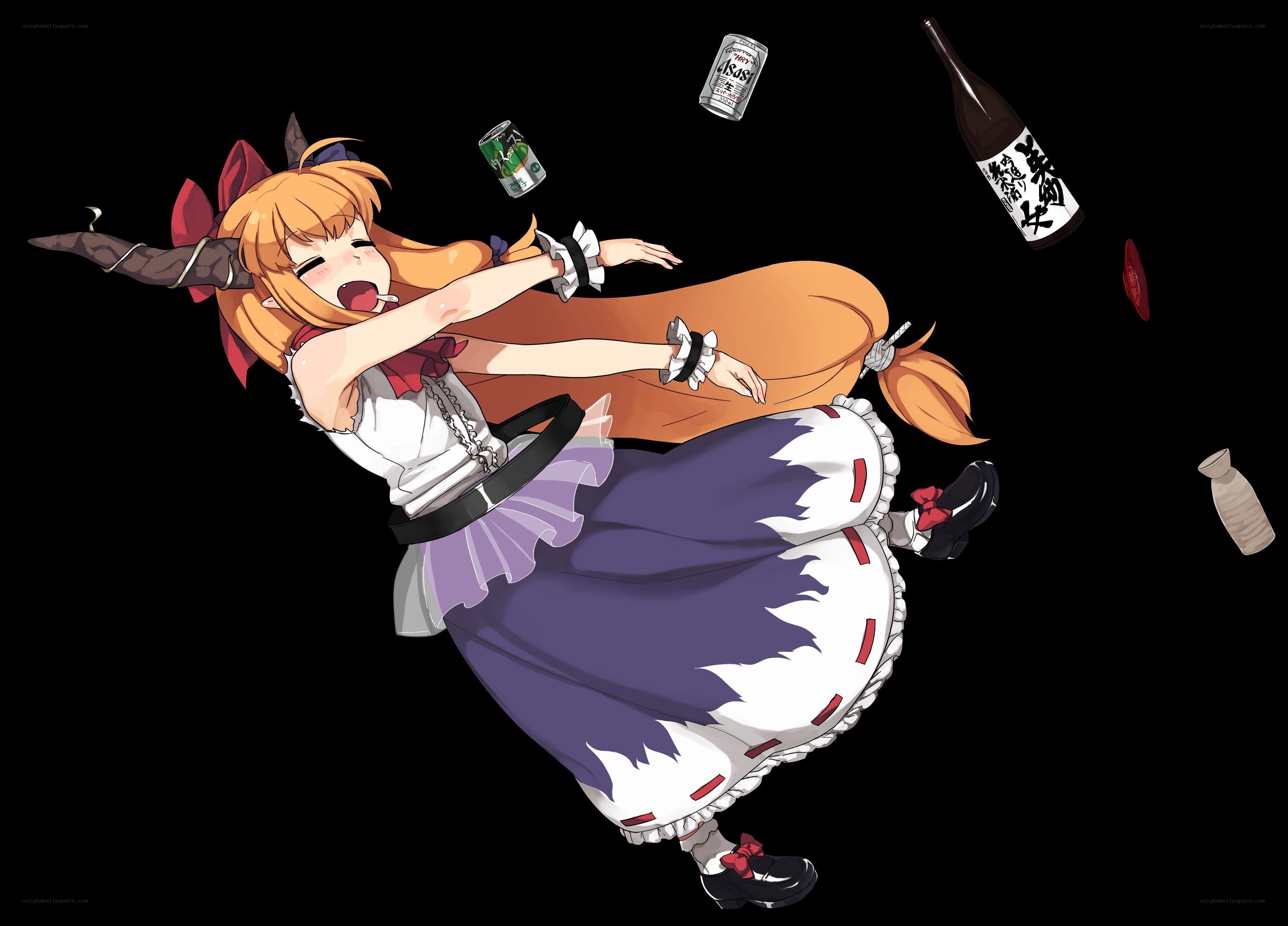 drunken anime girl falling