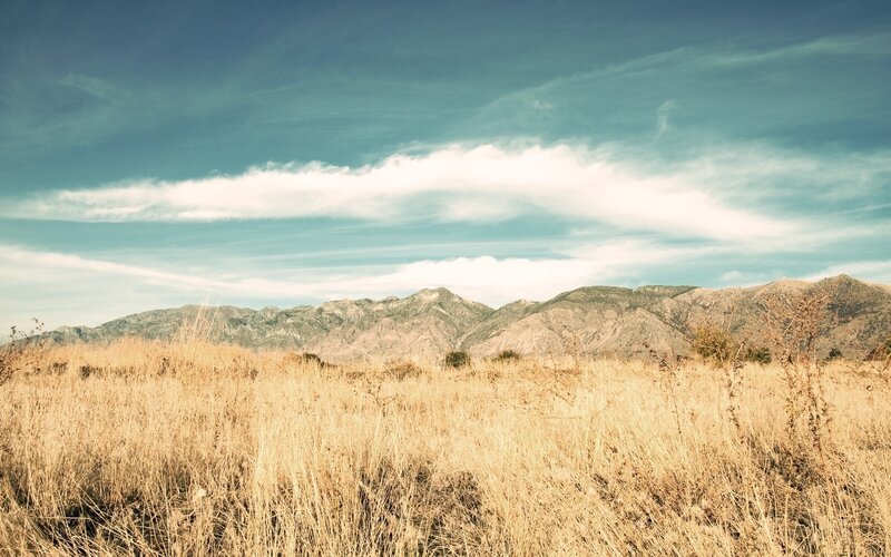 Dry grassland with mountains