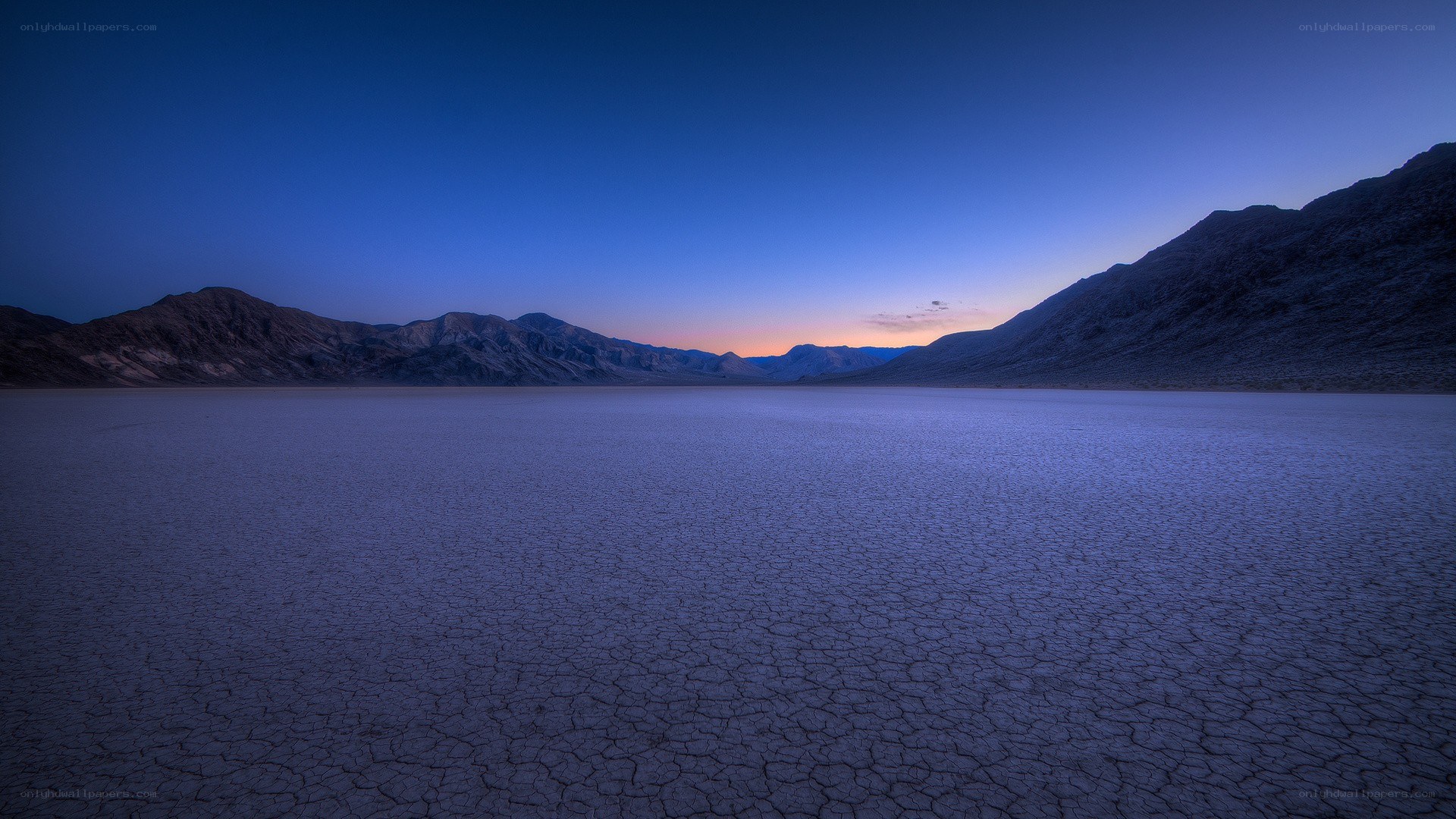 Dry lake at twilight