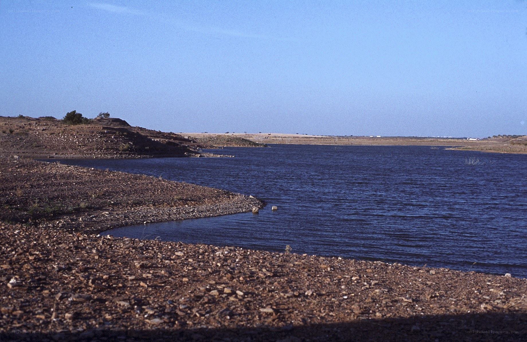 dry lake shore landscape
