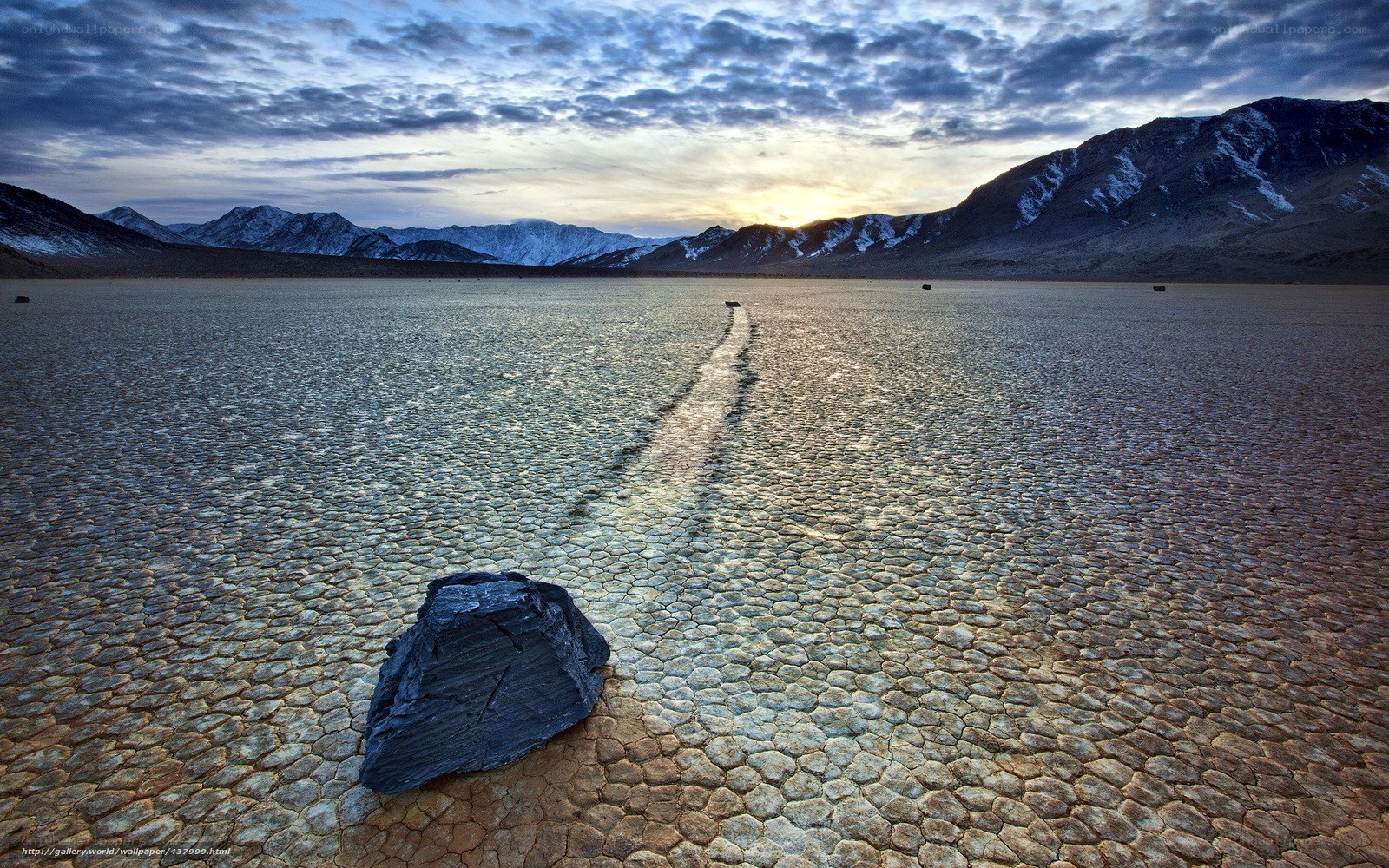 Dry lake with cracked earth