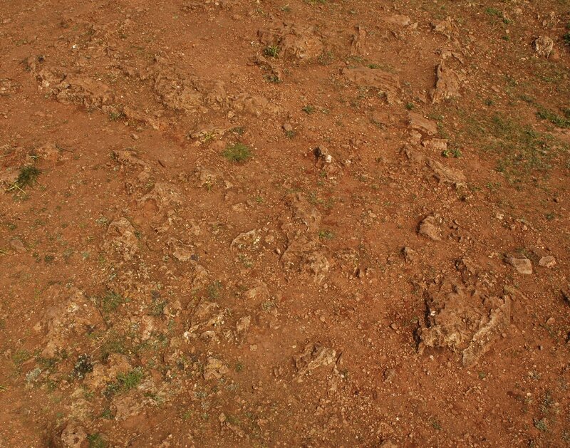 dry red soil with rocks