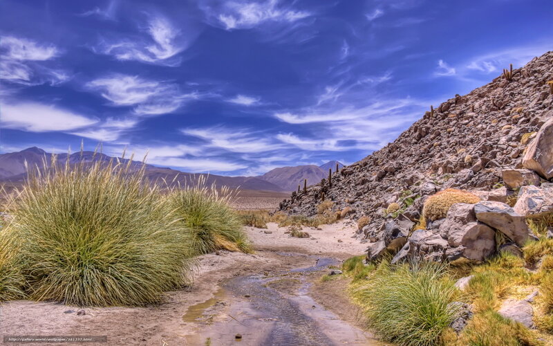 Dry Riverbed in Desert — Blue