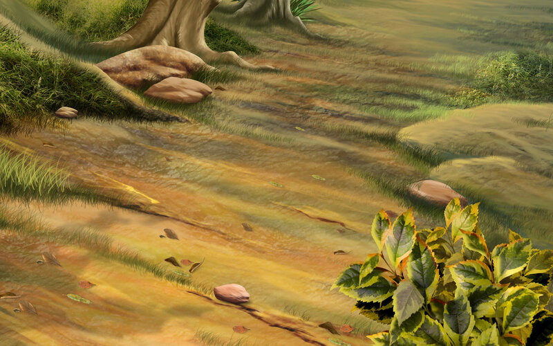 Dry Riverbed with Leaves