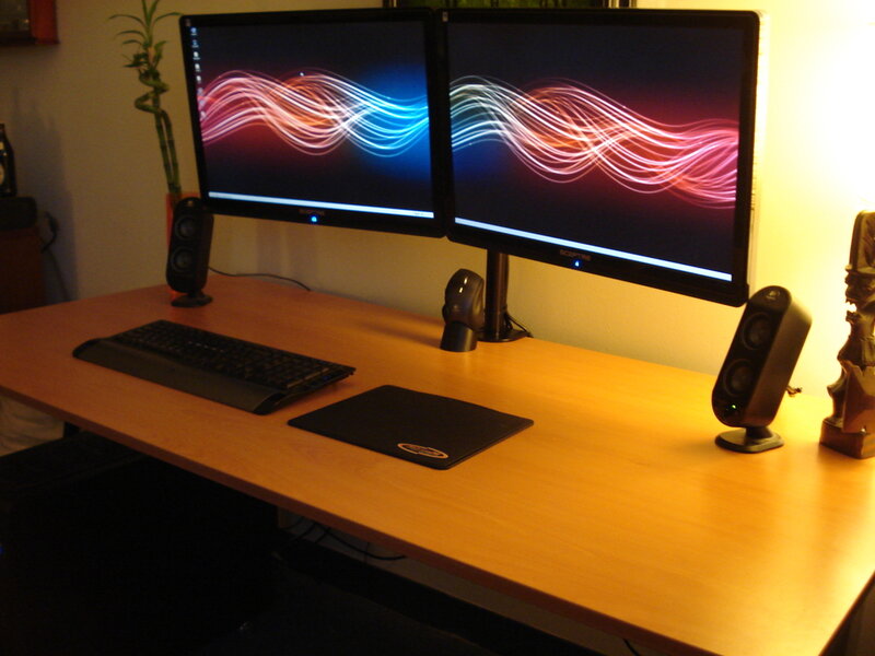 dual monitor desk setup