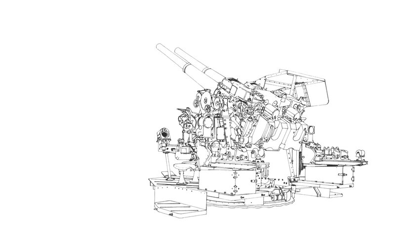 Dual naval gun turret diagram