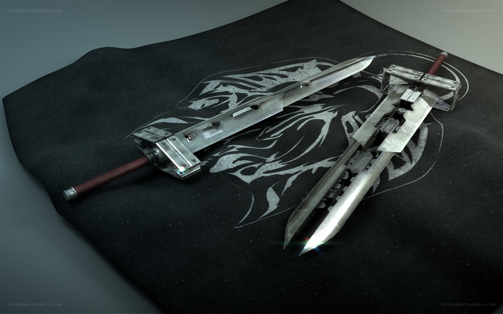 Dual swords on cloth