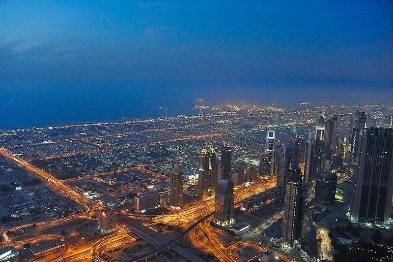 Dubai city skyline at night