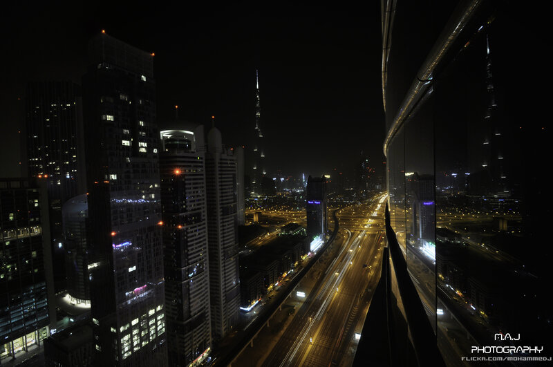 Dubai City Skyline at Night — Black
