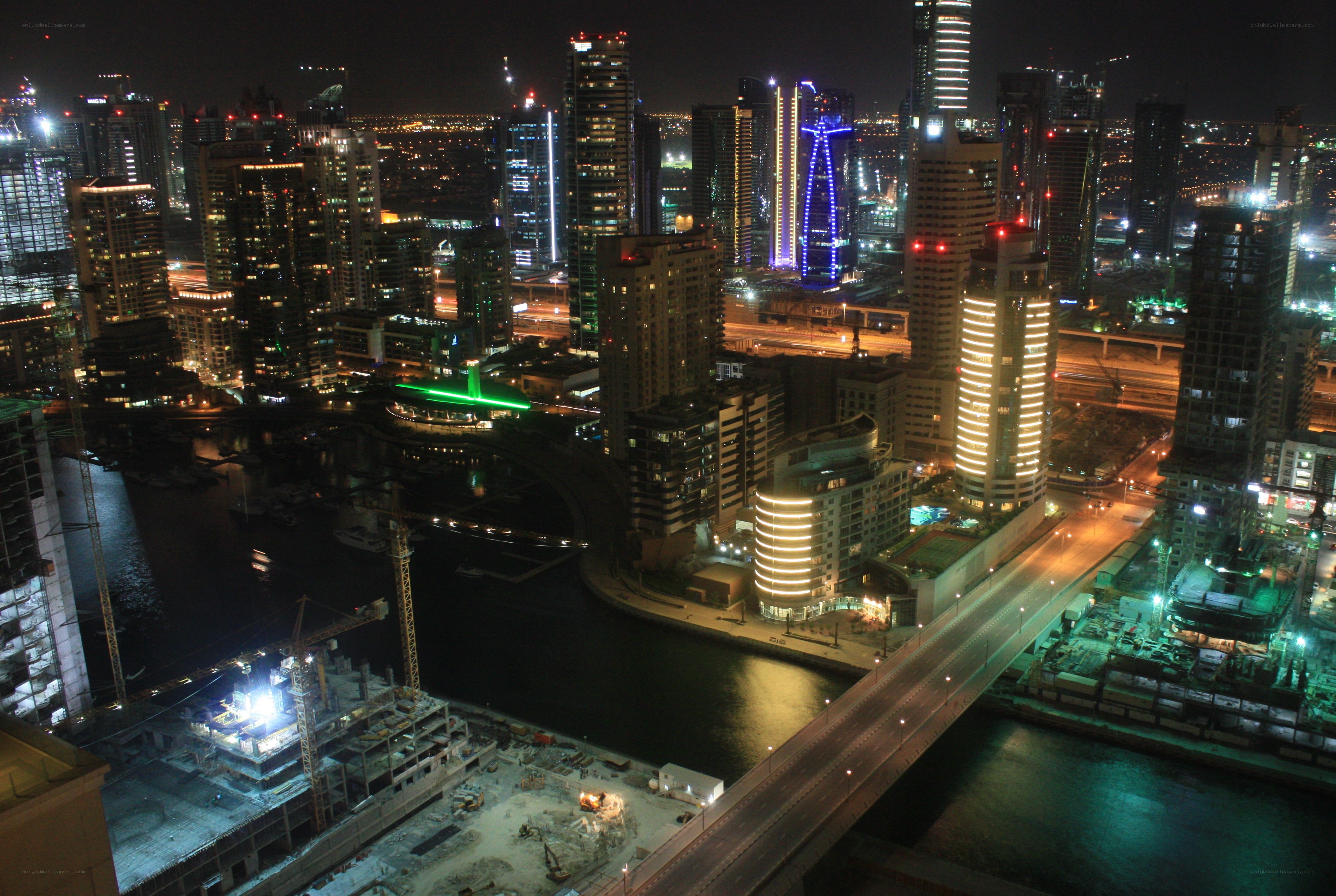 Dubai city skyline at night