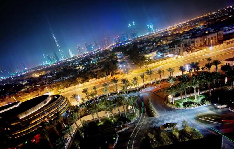 Dubai City Skyline — Blue, Dramatic, Night