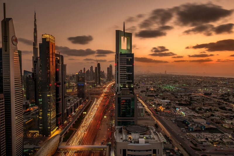Dubai City Skyline — Orange