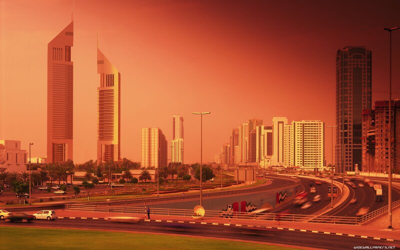 Dubai City Skyline — Red