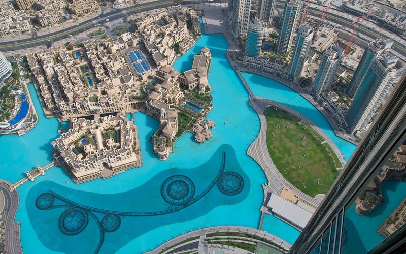 Dubai Fountain aerial view