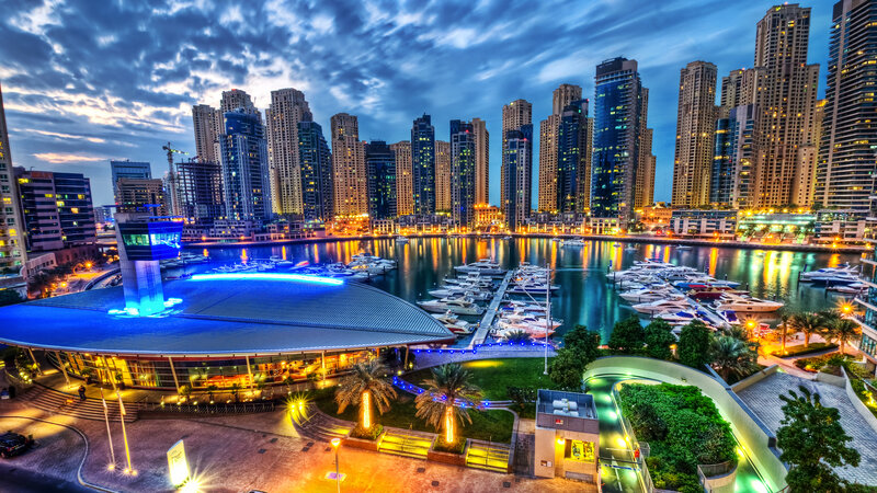 Dubai Marina at Dusk — Blue