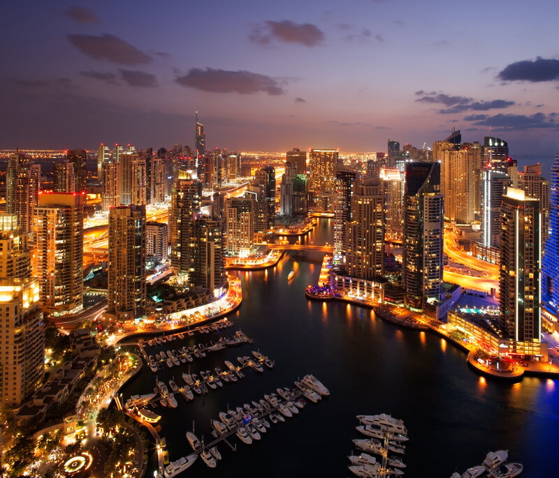 Dubai Marina at Night — Blue
