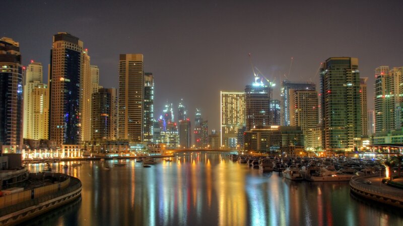 Dubai Marina Skyline — Black, Urban, Night
