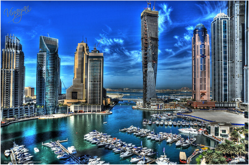 Dubai Marina Skyline — Blue, Dramatic, Afternoon, Photograph