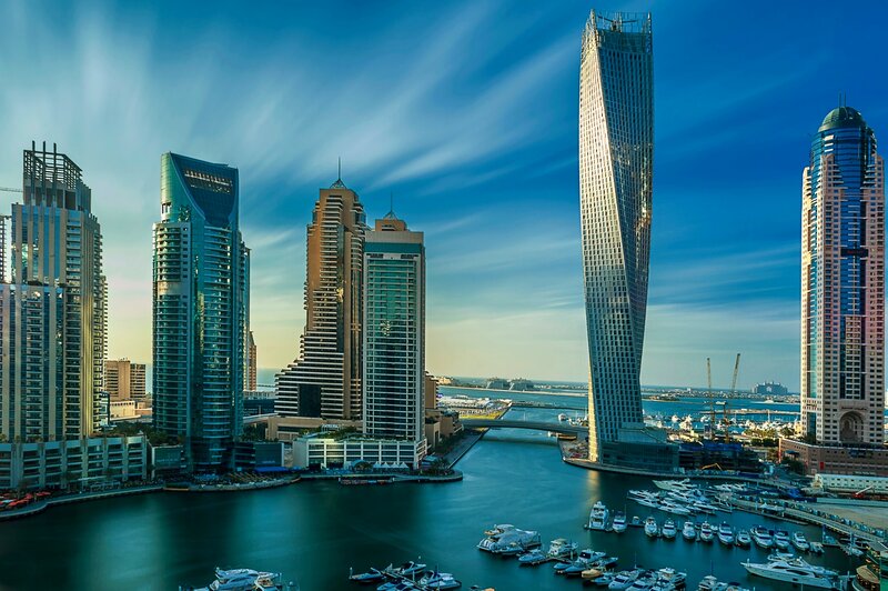 Dubai Marina Skyline — Blue, Dramatic, Afternoon