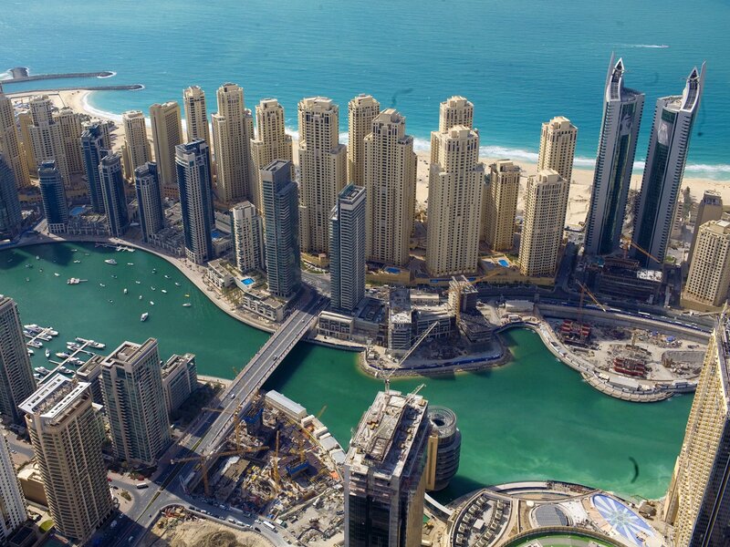 Dubai Marina Skyline — Blue, Modern