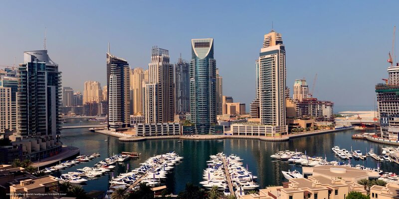 Dubai Marina Skyline — Blue, Serene, Afternoon