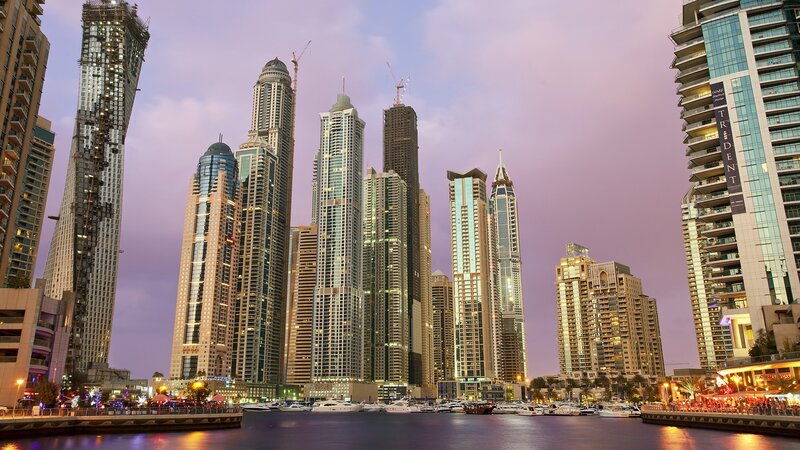 Dubai Marina Skyline — Purple