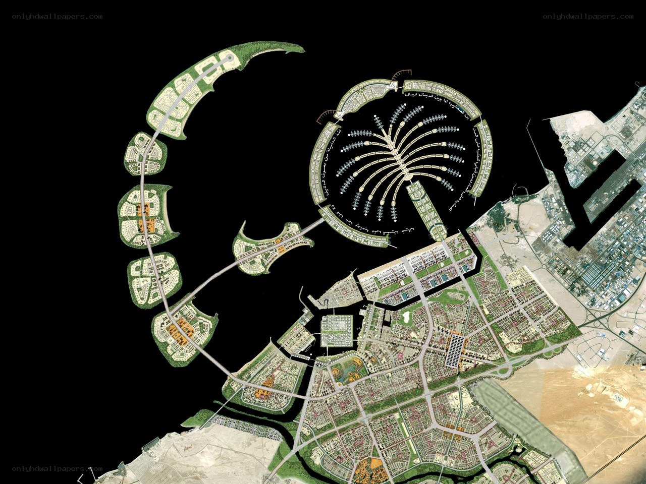Dubai Palm Islands satellite view