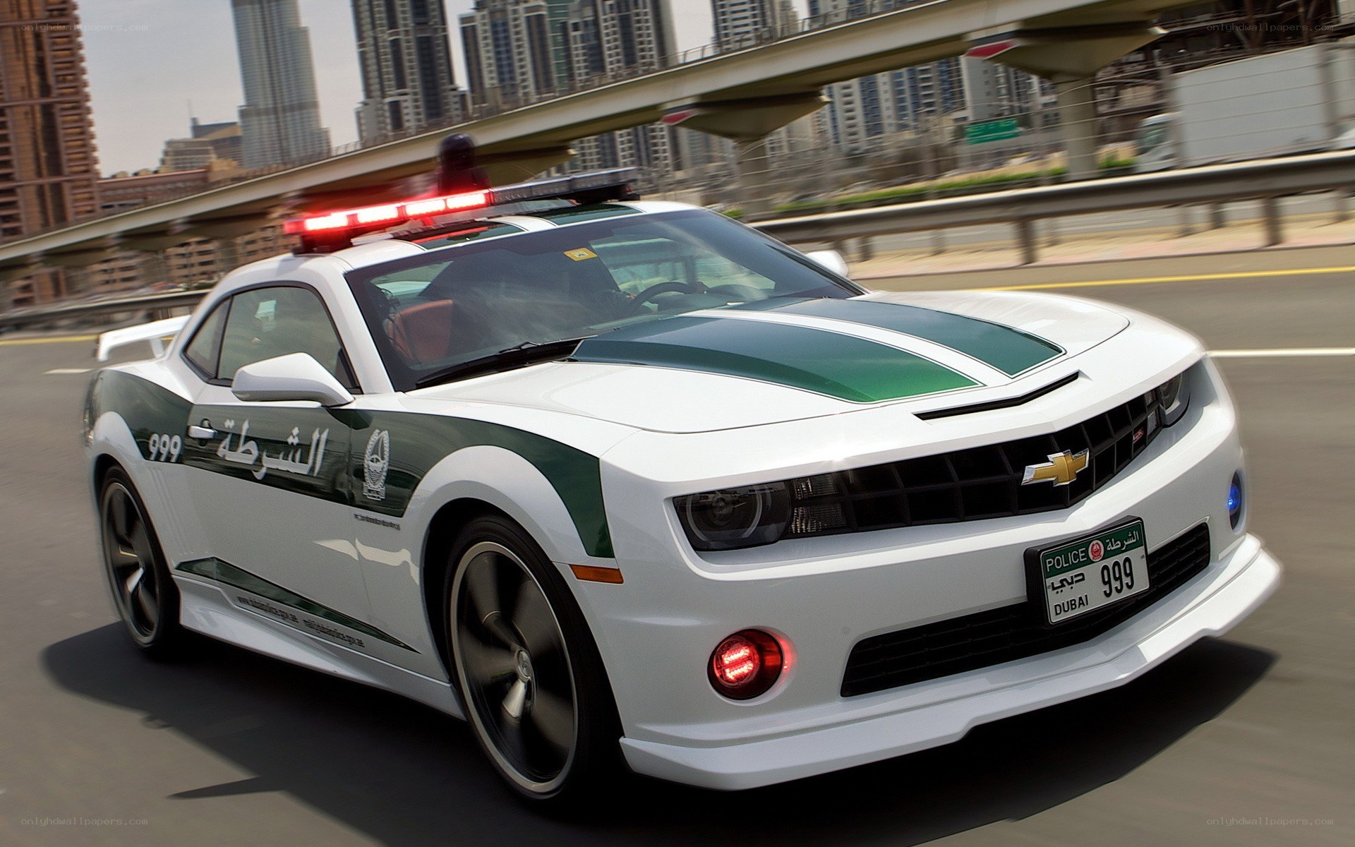 Dubai police car in motion