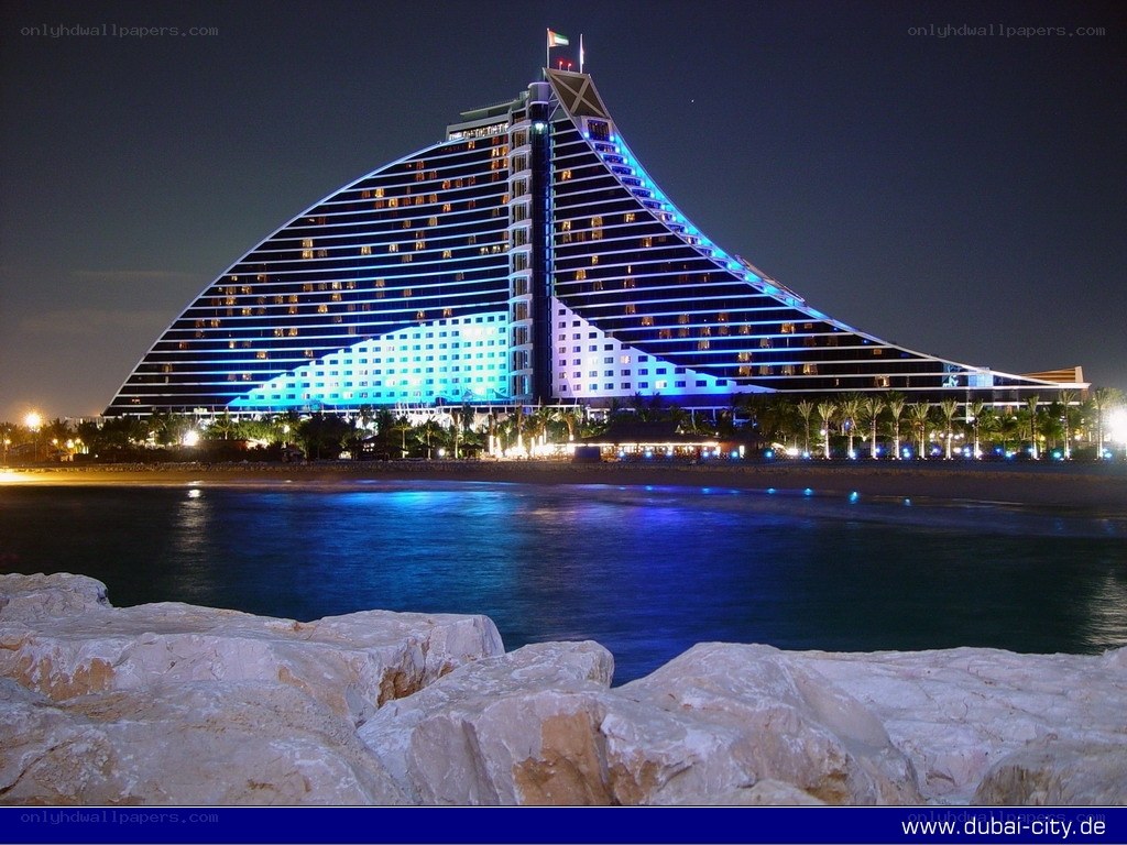 Dubai sail hotel at night