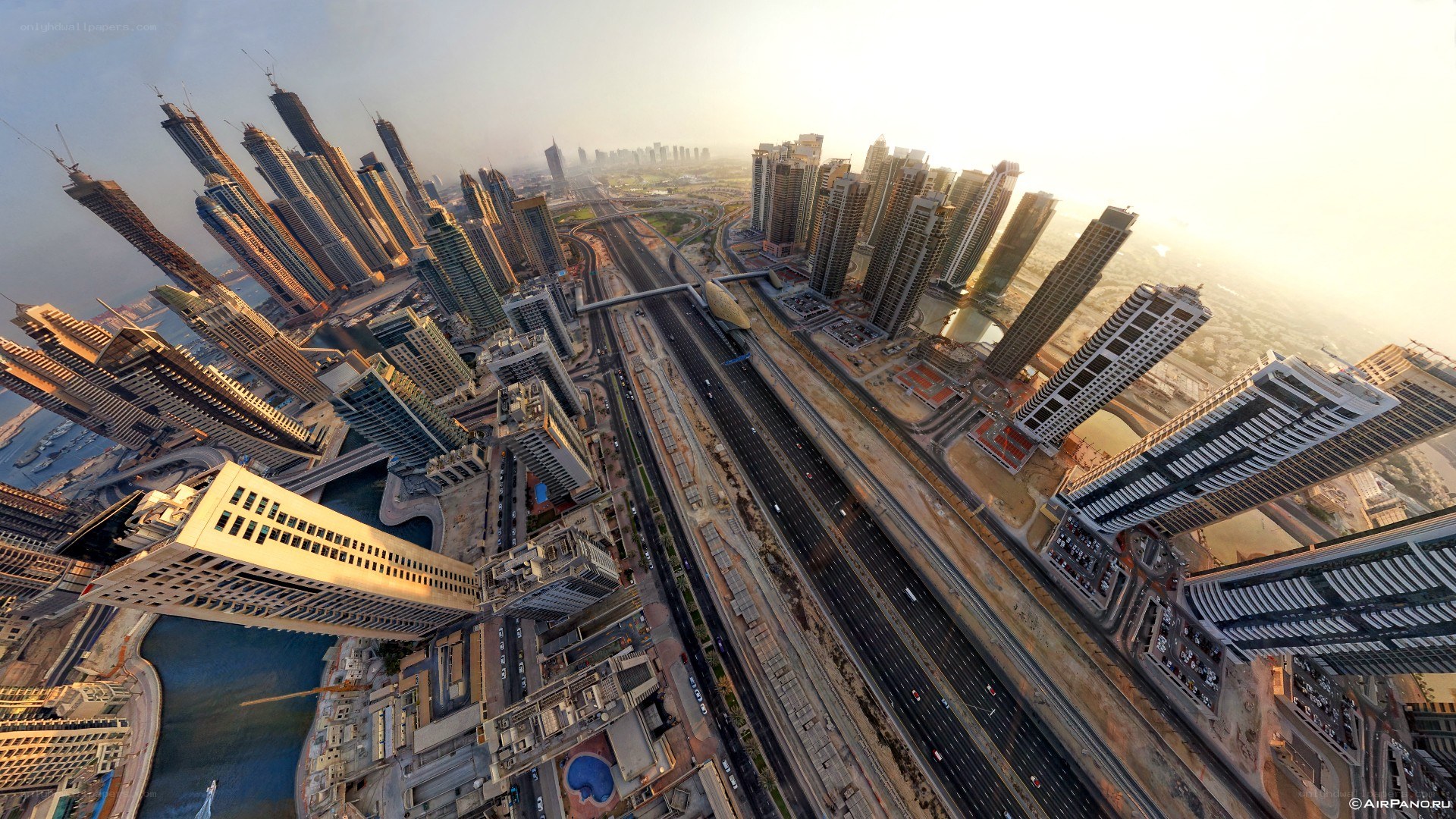 Dubai skyline aerial view