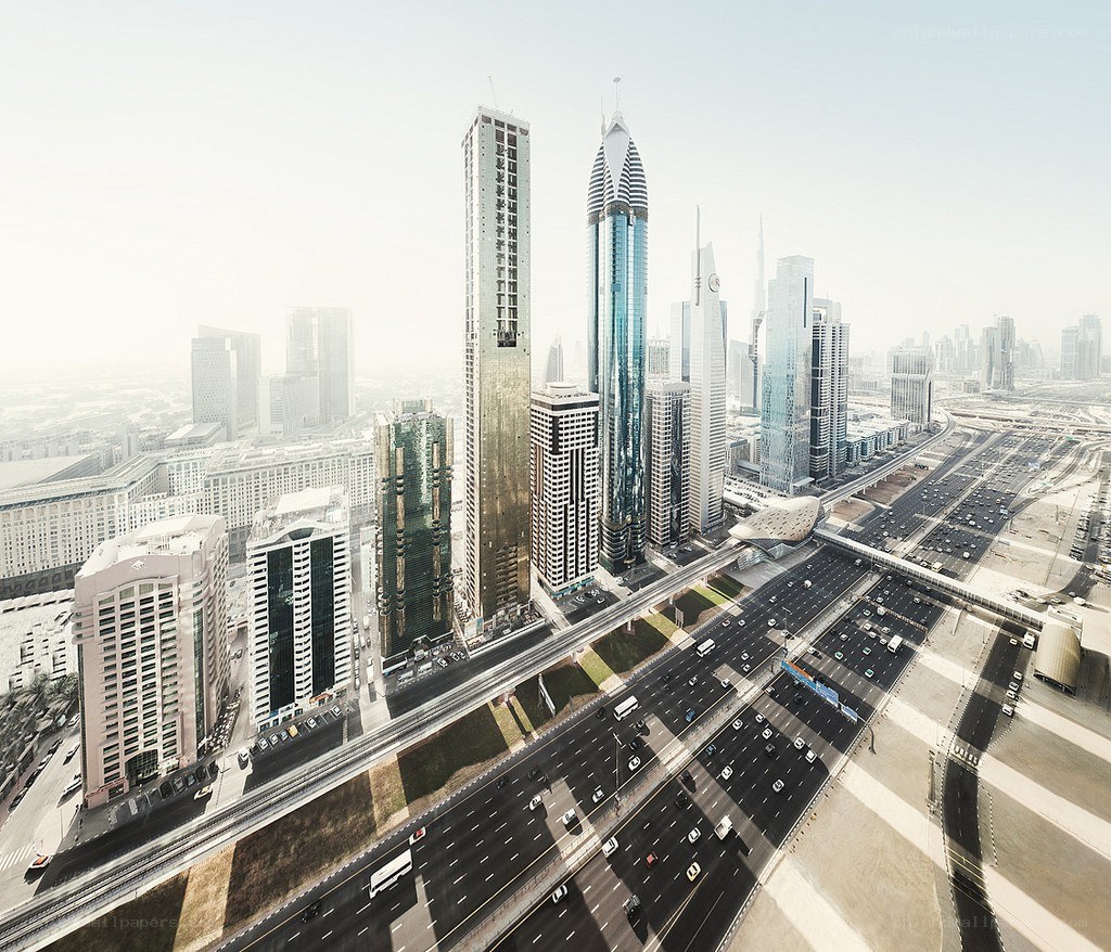 Dubai skyline aerial view