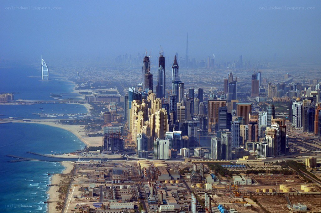 Dubai skyline aerial view