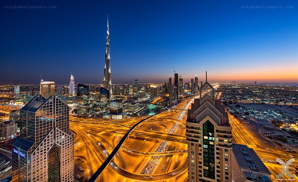 Dubai skyline at dusk