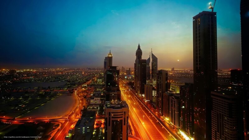 Dubai skyline at dusk