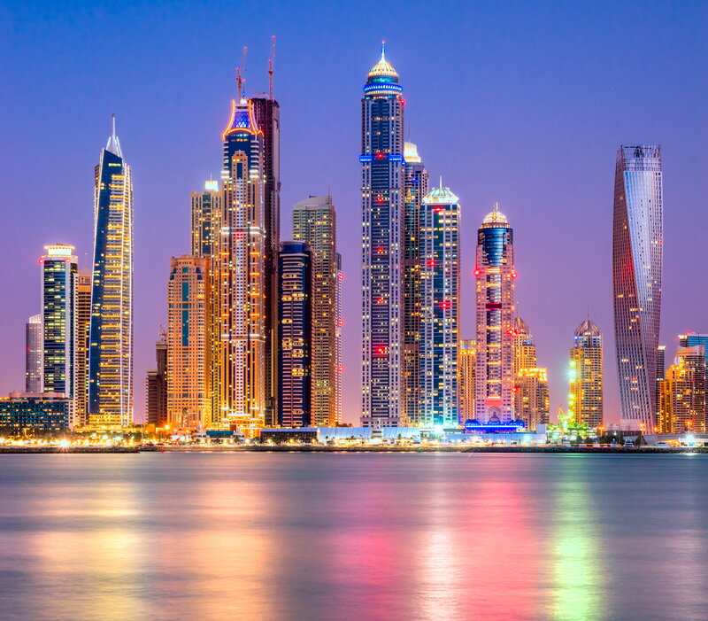 Dubai Skyline at Dusk — Blue