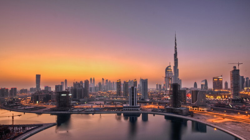 Dubai Skyline at Dusk — Orange