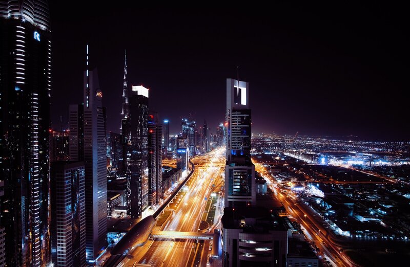 Dubai skyline at night