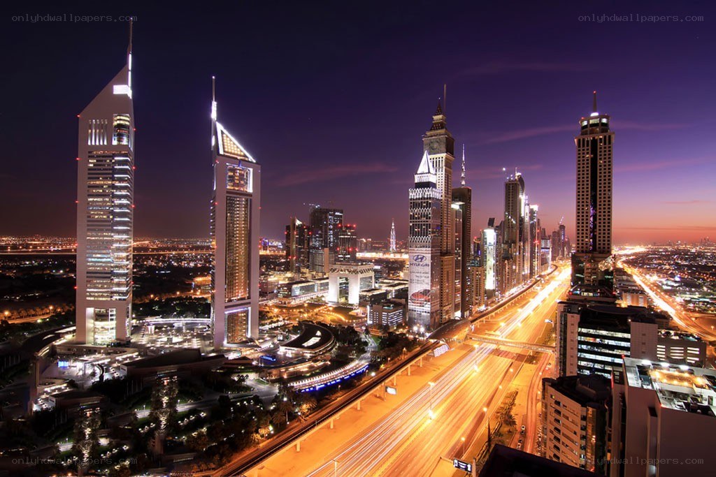 Dubai skyline at night