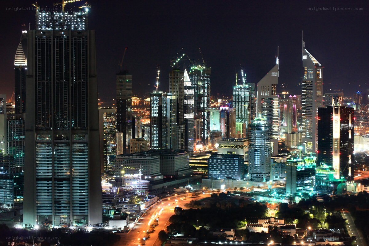 Dubai skyline at night
