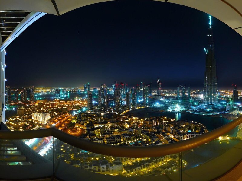 Dubai Skyline at Night — Black, Dramatic