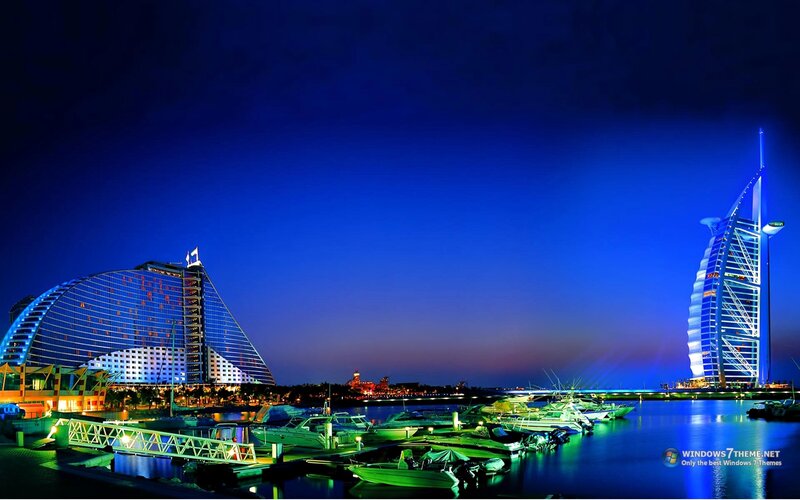 Dubai Skyline at Night — Blue, Dramatic, Photograph