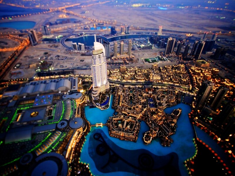 Dubai Skyline at Night — Blue, Dramatic