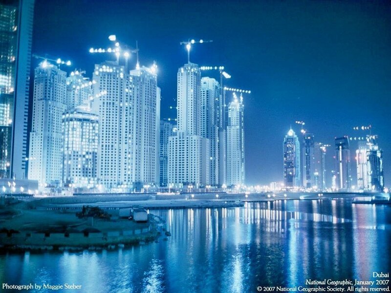 Dubai Skyline at Night — Blue
