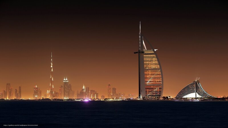 Dubai Skyline at Night — Orange