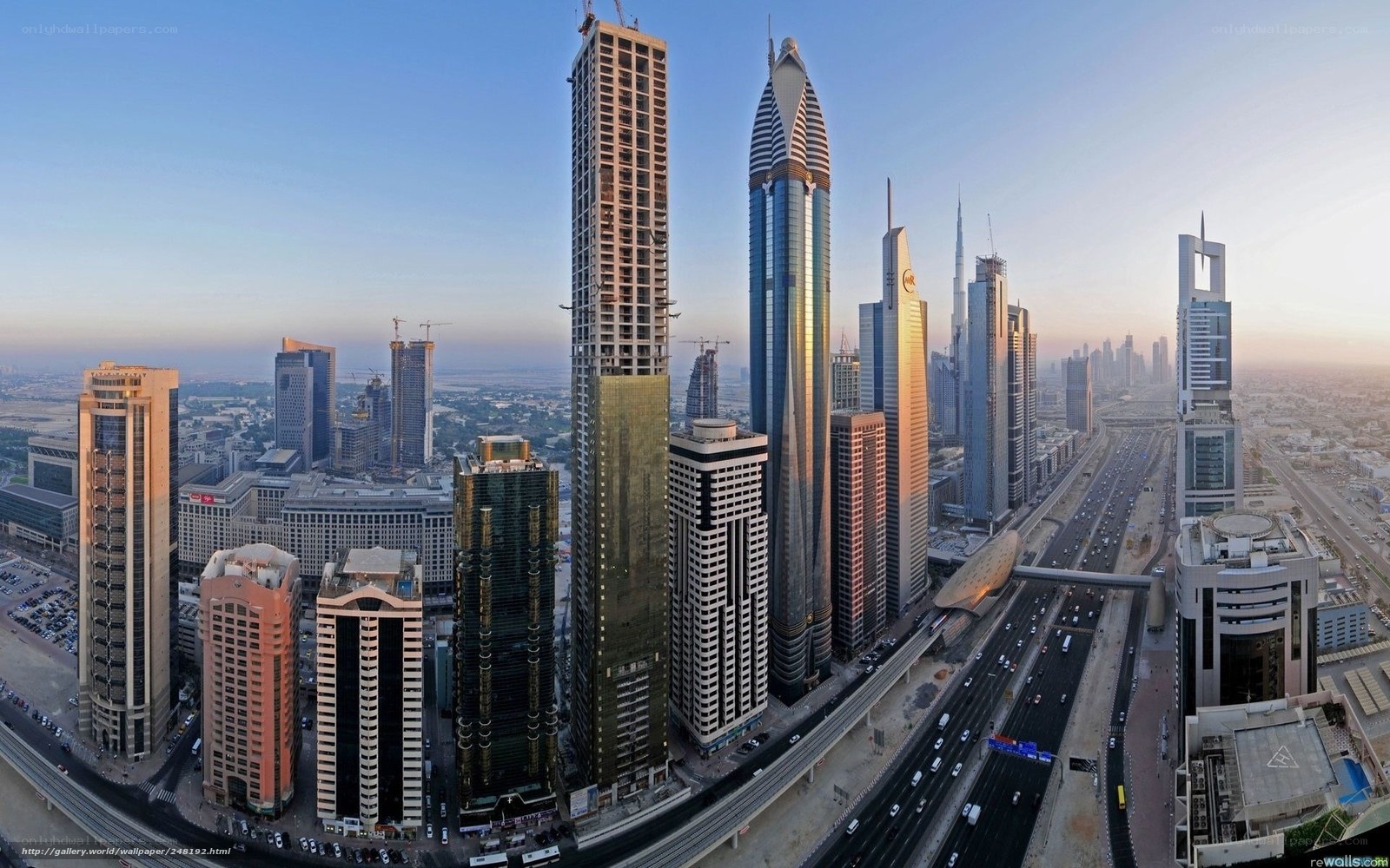 Dubai skyline at sunrise