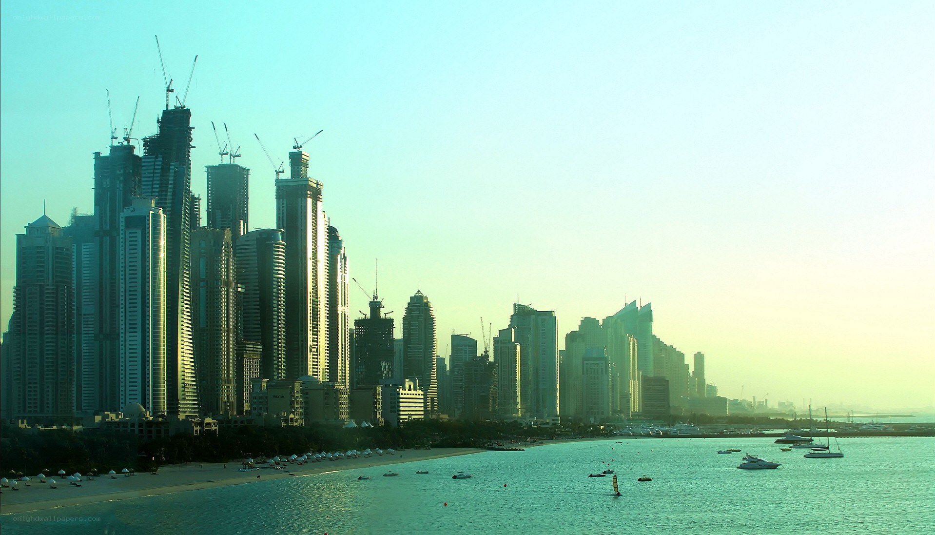 Dubai skyline at sunrise