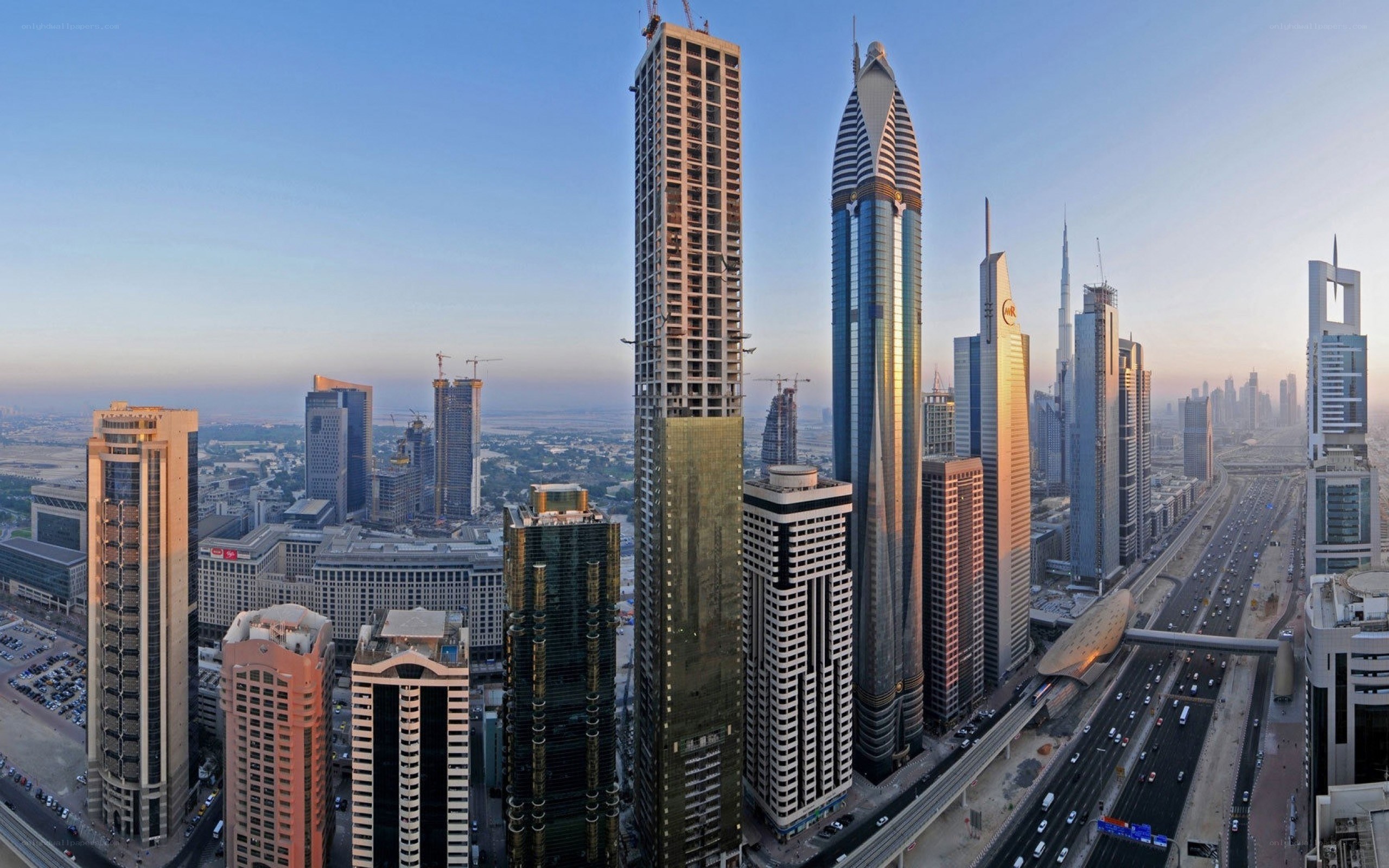 Dubai skyline at sunrise
