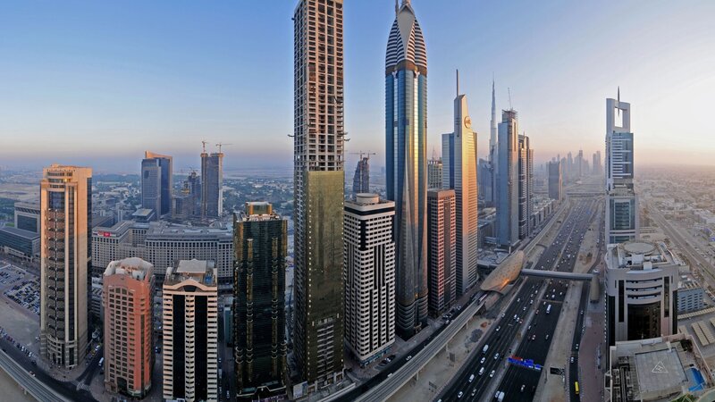 Dubai Skyline at Sunrise — Blue