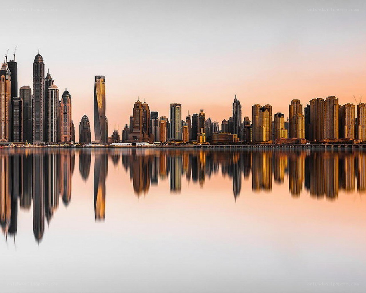 Dubai skyline at sunset