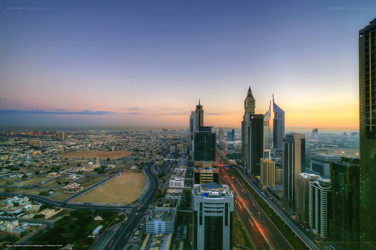 Dubai skyline at sunset